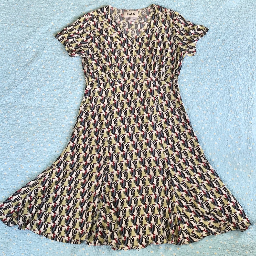 FLAX 💓 V-Neck Dress with pockets, Vintage Petite